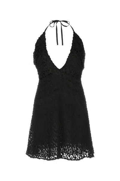 Saint Laurent Halterneck Minidress In Black