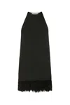 Saint Laurent Woman Black Crepe Mini Dress In Black