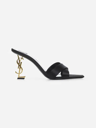 Saint Laurent Black Crêpe Satin Opyum Mules