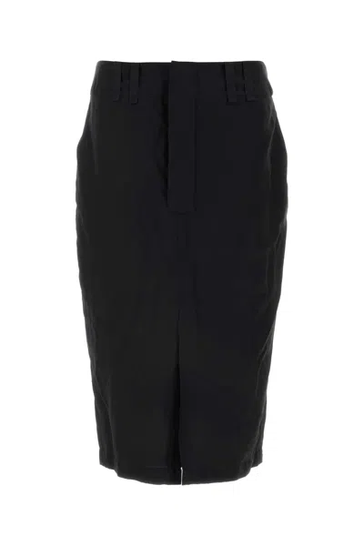 Saint Laurent Black Crepe Skirt In Blue