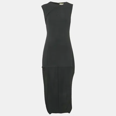 Pre-owned Saint Laurent Black Crepe Sleeveless High-low Dress S