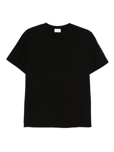Saint Laurent Cassandre Embroidery Cotton T-shirt In Black