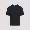 Saint Laurent Logo-embroidered Cotton T-shirt In Black
