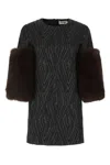 Saint Laurent Black Crewneck Mini Dress In Black