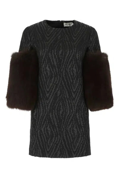 SAINT LAURENT BLACK CREWNECK MINI DRESS