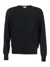 Saint Laurent Black Crewneck Sweater With Cassandre In Cashmere Man In Multi