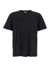 Saint Laurent Black Crewneck T-shirt With Cassandre Embroidery In Cotton Man In Black