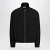 Saint Laurent Black Jacket With High Neck And Logo Lettering On The Front In Tech Fabric Man