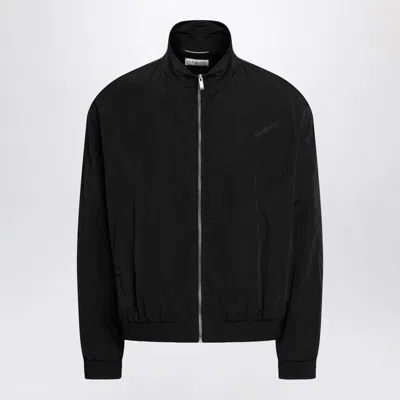 SAINT LAURENT SAINT LAURENT  BLACK CRINKLED NYLON ZIP-UP JACKET