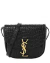 Saint Laurent Black Croc-embossed Calfskin Leather Small Kaia Satchel  (authentic Pre-loved)
