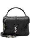 Saint Laurent Black Croc-embossed Calfskin Monogram College Medium Shoulder  Bag (authentic Pre-love