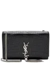 Saint Laurent Black Croc-embossed Leather Kate Tassel Medium Shoulder Bag  (authentic Pre-loved) In Black