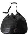Saint Laurent Black Croc-embossed Leather Medium Paris Vii Hobo Bag (authentic  Pre-loved) In Black
