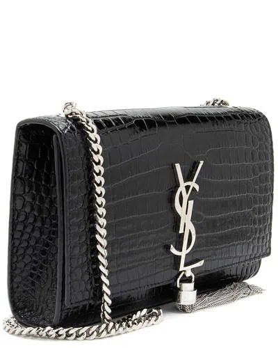 Saint Laurent Black Croc-embossed Leather Monogram Kate Tassel Small Shoulder  Bag (authentic Pre-lo