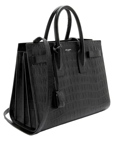 Saint Laurent Black Croc-embossed Leather Sac De Jour Small Tote (authentic  Pre-loved)