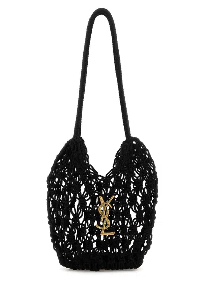 Saint Laurent Black Crochet Bucket Bag