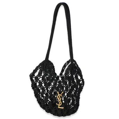 Pre-owned Saint Laurent Black Crochet Small Shopping Bag