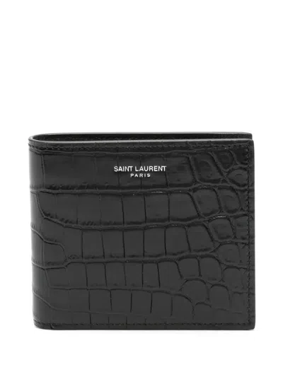 Saint Laurent Black Crocodile Effect Wallet