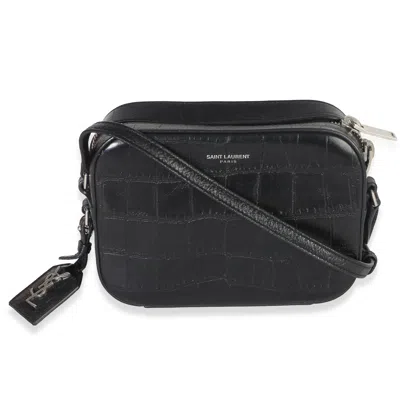 Pre-owned Saint Laurent Black Crocodile Embossed Calfskin Mini Camera Bag