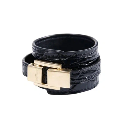 Saint Laurent Black Crocodile Leather Bracelet For Women
