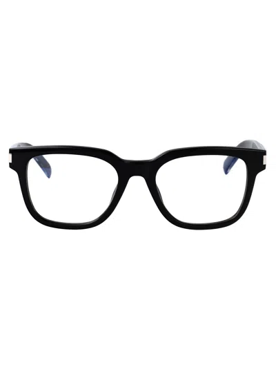 SAINT LAURENT SAINT LAURENT BLACK-CRYSTAL-TRANSPARENT ACETATE GLASSES
