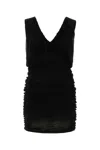Saint Laurent Black Cupro Mini Dress