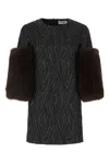 Saint Laurent Black Crewneck Mini Dress In 1000