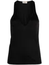 Saint Laurent Black Deep Neckline Jersey Top In Black
