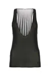 Saint Laurent Black Deep V Neck Tank Top In Black