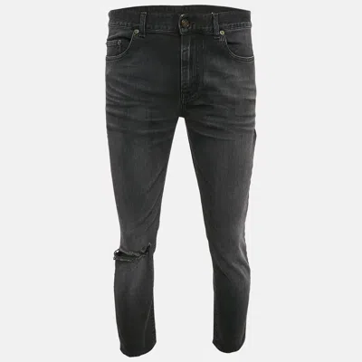 Pre-owned Saint Laurent Black Denim Distressed Jeans M Waist 32"