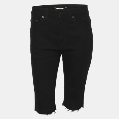 Pre-owned Saint Laurent Black Denim Shorts Xs