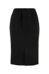 Saint Laurent Pencil Skirt In Silk Crêpe De Chine In Blackcosmos