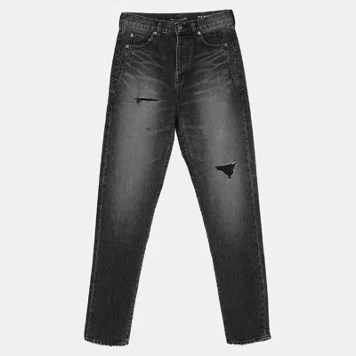 Pre-owned Saint Laurent Black Denim Slim Fit Jeans S Waist 26"