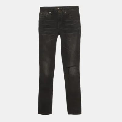 Pre-owned Saint Laurent Black Denim Slim Fit Jeans S /waist 26.5"