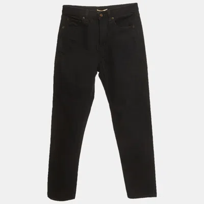 Pre-owned Saint Laurent Black Denim Straight Leg Jeans S/waist 28"