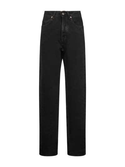Saint Laurent Black Denim V-waist Long Baggy Jeans