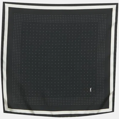 Pre-owned Saint Laurent Black Dots Print Pocket Square