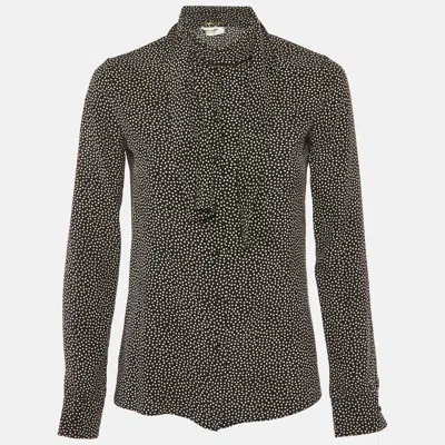 Pre-owned Saint Laurent Black Dots Print Silk Shirt S