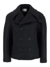 Saint Laurent Black Double-breasted Coat With Classic Wide Revers In Wool Woman In Multicolor