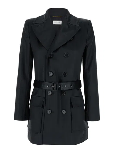 SAINT LAURENT BLACK DOUBLE-BREASTED JACKET