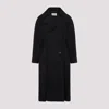 Saint Laurent Wool Coat With Central Back Slit In Black