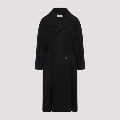 SAINT LAURENT BLACK DOUBLE BREASTED TRENCH COAT