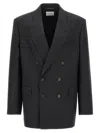 Saint Laurent Double-breasted Wool Blazer In Black