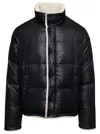Saint Laurent Faux-shearling Semi Shiny Puffer Jacket In Black