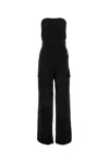 Saint Laurent Cassandre Bustier Jumpsuit In Noir