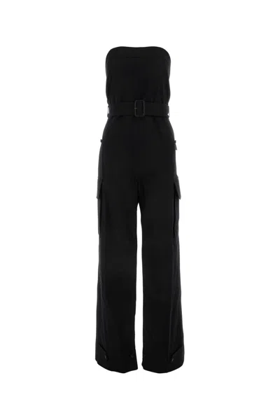 SAINT LAURENT BLACK DRILL JUMPSUIT