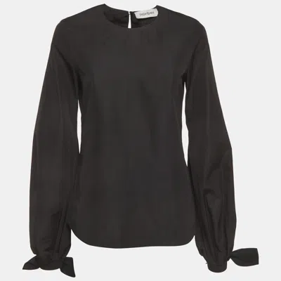 Pre-owned Saint Laurent Black Dupion Cotton Blouse M