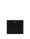 Saint Laurent Logo Stamp Calf Leather Wallet In Brown