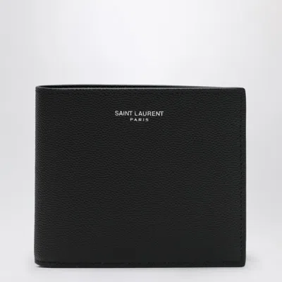 SAINT LAURENT BLACK EAST/WEST WALLET IN GRAIN DE POUDRE LEATHER