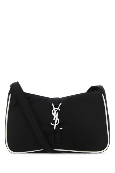 Saint Laurent Black Econylâ® Le 5 Ã 7 Shoulder Bag In Black&white